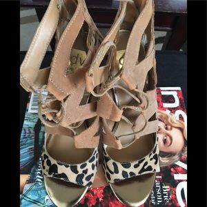 Leopard Lace Up heels